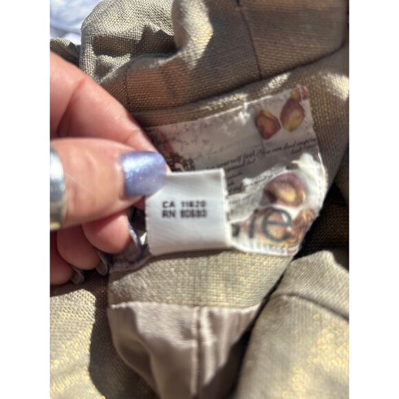 Kensie Heavy Jacket Artsy Buttons Gold Metallic Detail Size 10 Linen Lagenlook - Picture 7 of 12